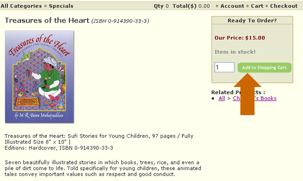 Screen shot of a product page